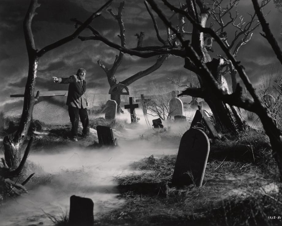 Graveyard scene from the 1942 film "The Ghost of Frankenstein"