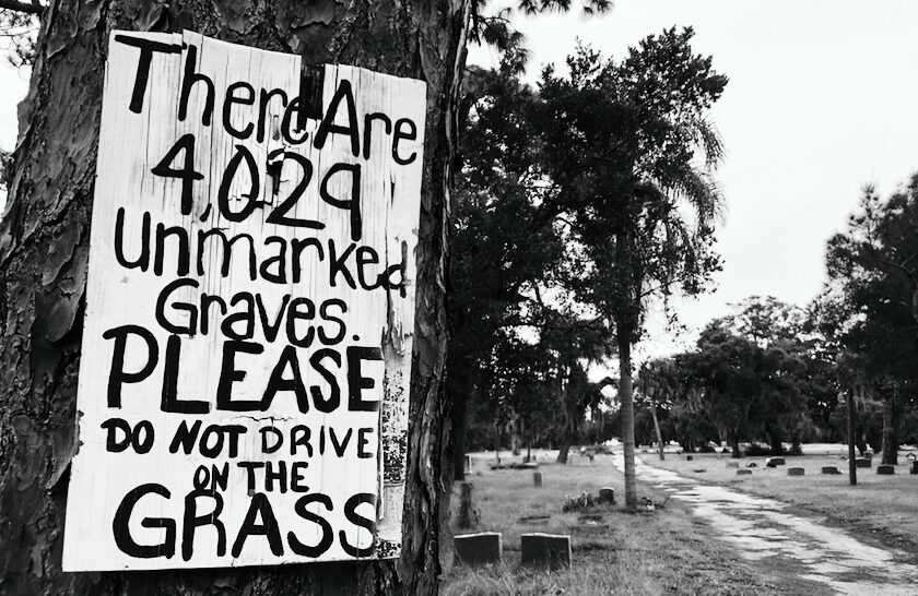 Sign seen in Lincoln Cemetery in Illinois.