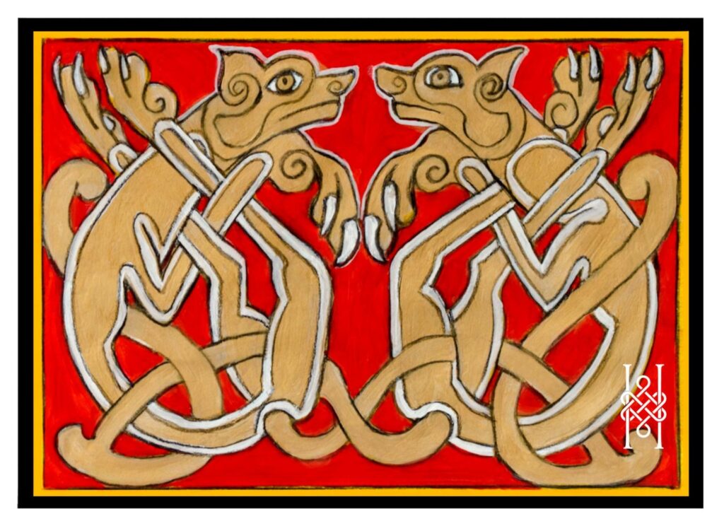 Dog pair from the Book of Kells