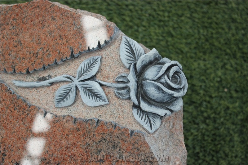 Engraved Rose on a Headstone